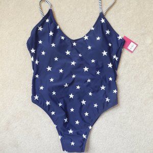 Juniors So U-Back High Cut Tie-Back 1-Piece Swimsuit Size X Large (15-17) Blue